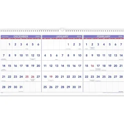 2024 -2026 AT-A-GLANCE 27" x 12" Three-Month Wall Calendar, White/Purple (PM14-28-25)
