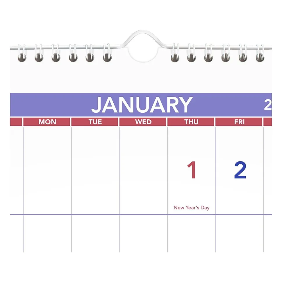 2024 -2026 AT-A-GLANCE 27" x 12" Three-Month Wall Calendar, White/Purple (PM14-28-25)