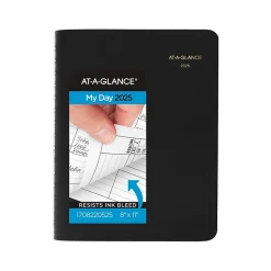 2025 AT-A-GLANCE 8" x 11" Calendar Year/Daily Appointment Book, Faux Leather Cover, Black (70-822-05-25)