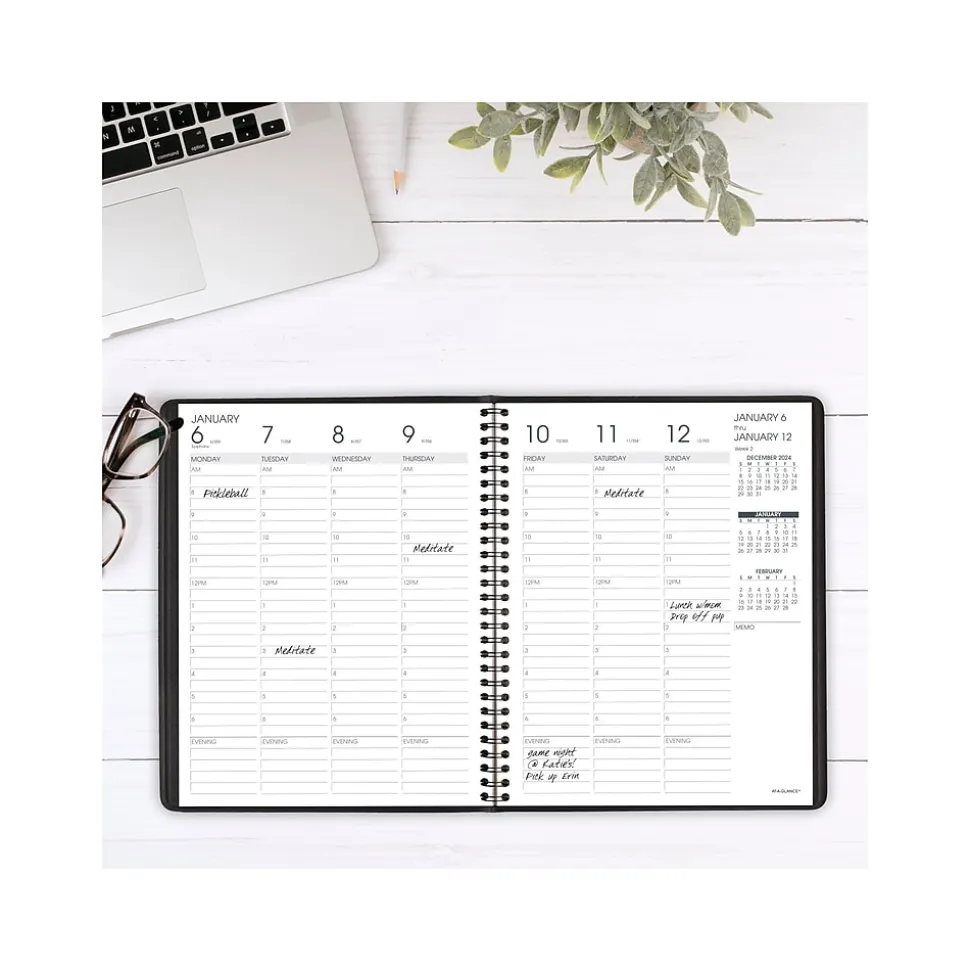 2025 AT-A-GLANCE 7" x 8.75" Calendar Year Weekly Appointment Book, Faux Leather Cover, Black (70-865-05-25)