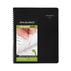 2025 AT-A-GLANCE 8" x 10" Calendar Year/Monthly Planner, Faux Leather Cover Black (70-130-05-25)