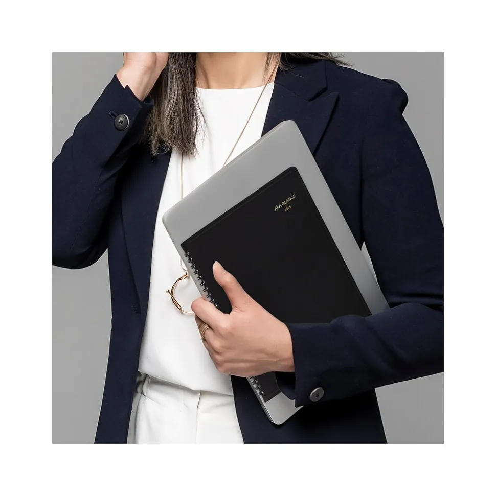 2025 AT-A-GLANCE 8" x 10" Calendar Year/Monthly Planner, Faux Leather Cover Black (70-130-05-25)