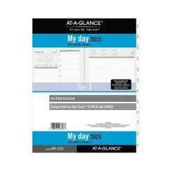2025 AT-A-GLANCE 11" x 8.5" Daily & Monthly Planner Refill, White/Brown (491-225-25)