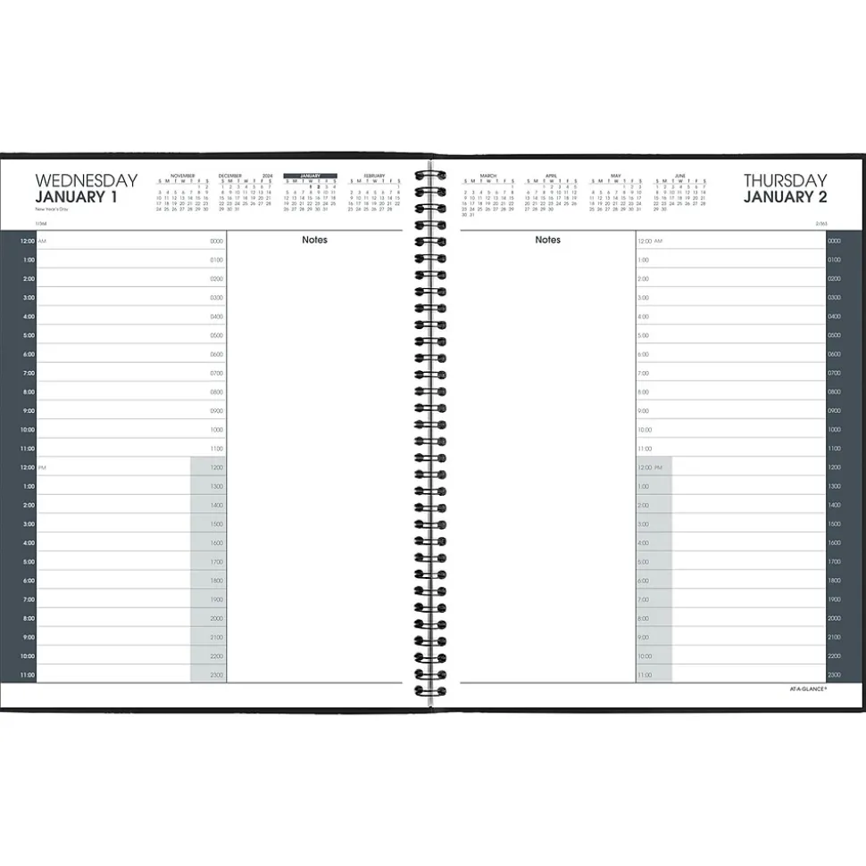 2025 AT-A-GLANCE 8.5" x 11" Daily Appointment Book, Faux Leather Cover, Black (70-214-05-25)