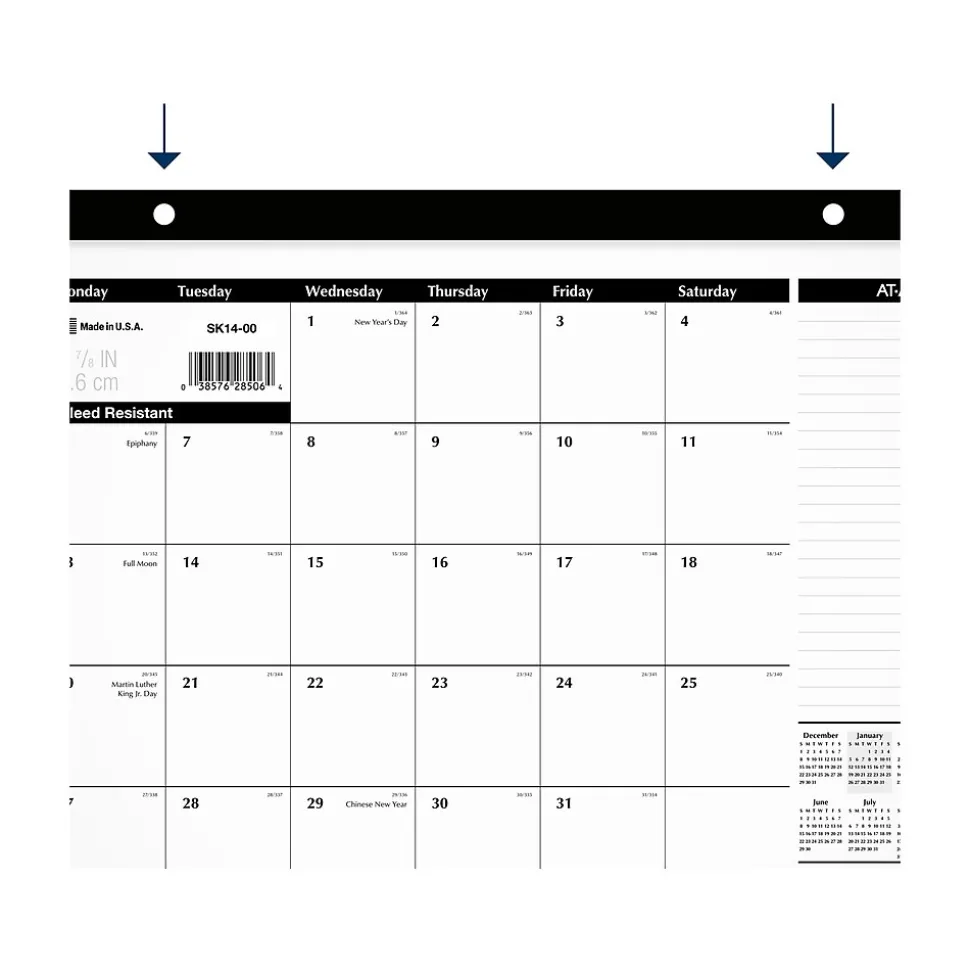 2025 AT-A-GLANCE 17.75" x 11" Monthly Desk Pad Calendar, White/Black (SK14-00-25)