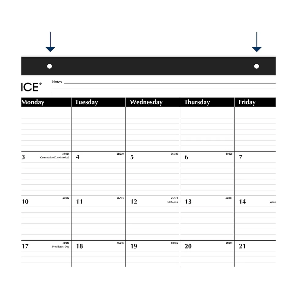 2025 AT-A-GLANCE 21.75" x 17" Monthly Desk Pad Calendar, White/Black (SK24-00-25)