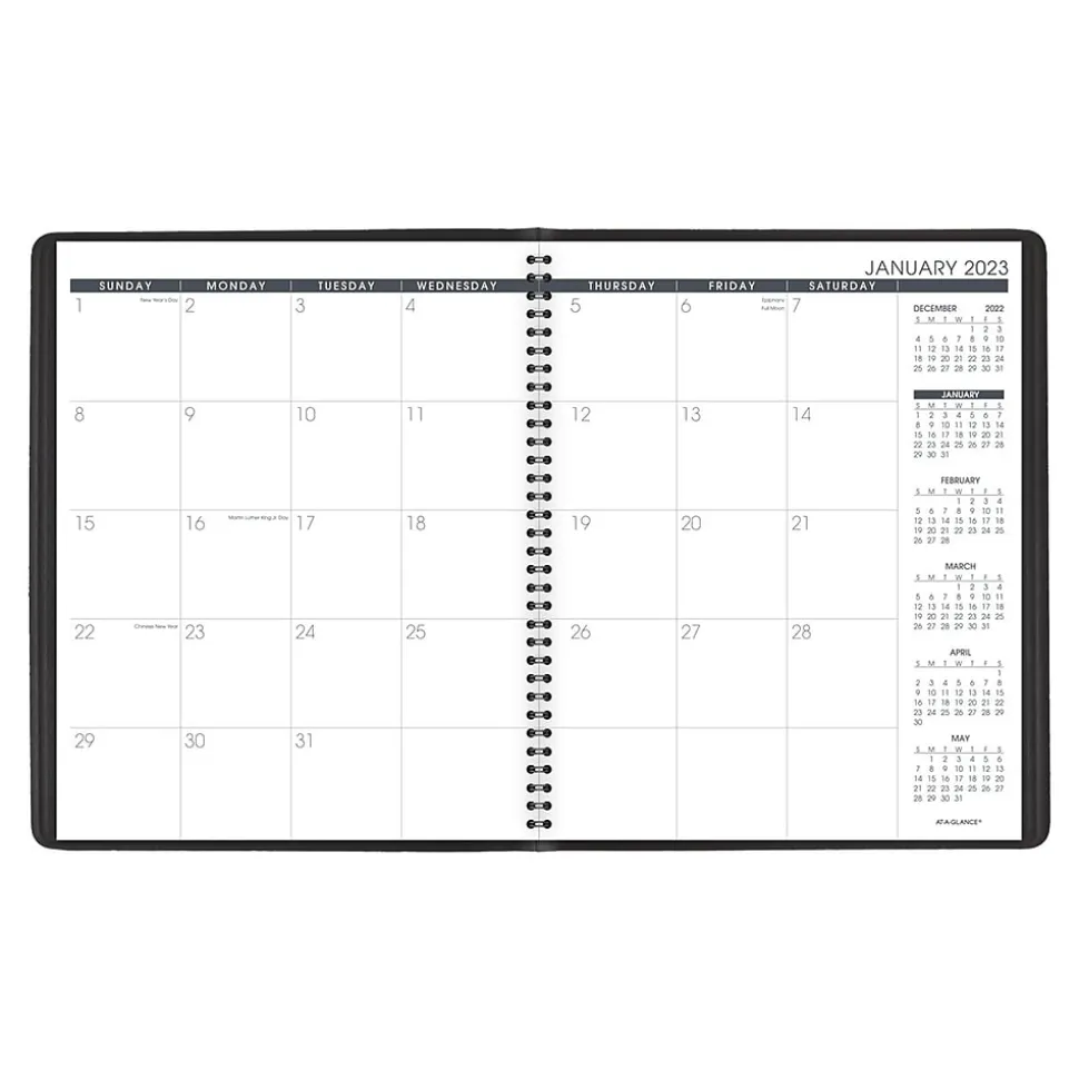 2023-2024 AT-A-GLANCE 9" x 11" Monthly Planner, Black (70-260-05-23)