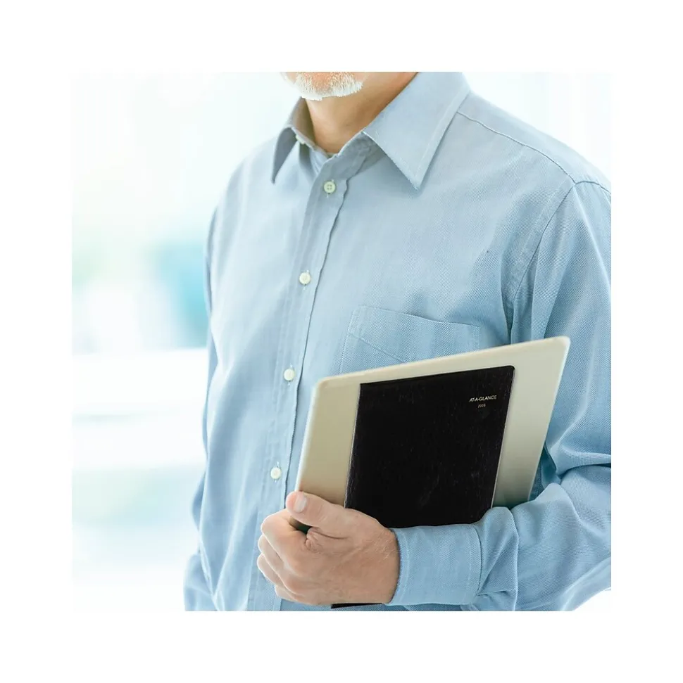 2025 AT-A-GLANCE 7" x 10" Monthly Planner, Faux Leather Cover, Black (70-432-05-25)