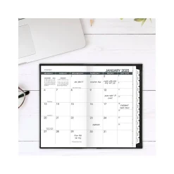2025 AT-A-GLANCE 3.5" x 6" Monthly Planner, Faux Leather Cover, Black (70-064-05-25)