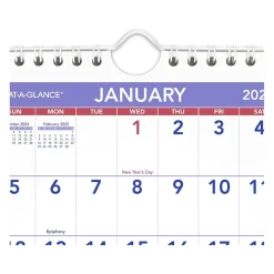 2025 AT-A-GLANCE 6.5" x 7.5" Monthly Wall Calendar, White/Purple (PM5-28-25)