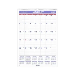 2025 AT-A-GLANCE 15.5" x 22.75" Monthly Wall Calendar, White/Purple (PM3-28-25)