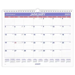 2025 AT-A-GLANCE 15" x 12" Monthly Wall Calendar, White/Purple (PM8-28-25)