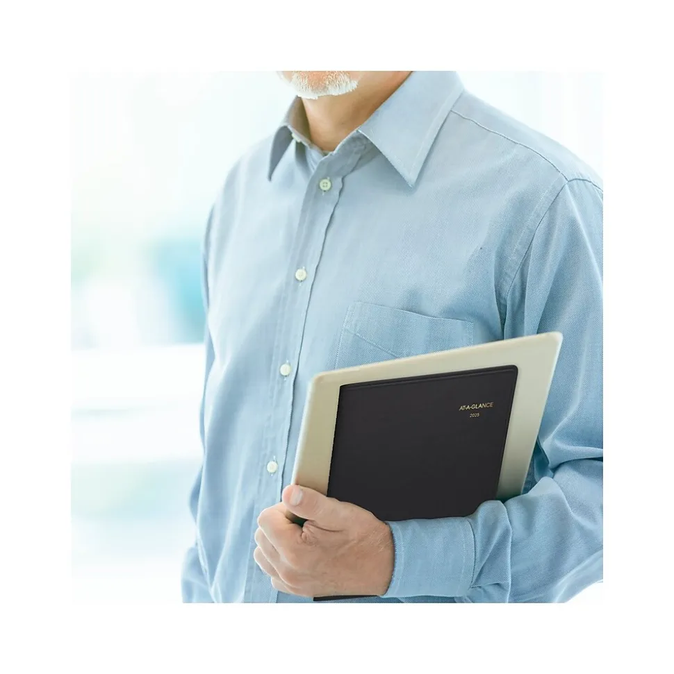 2025 AT-A-GLANCE 8.25" x 11" Weekly Appointment Book, Faux Leather Cover, Black (70-950-05-25)