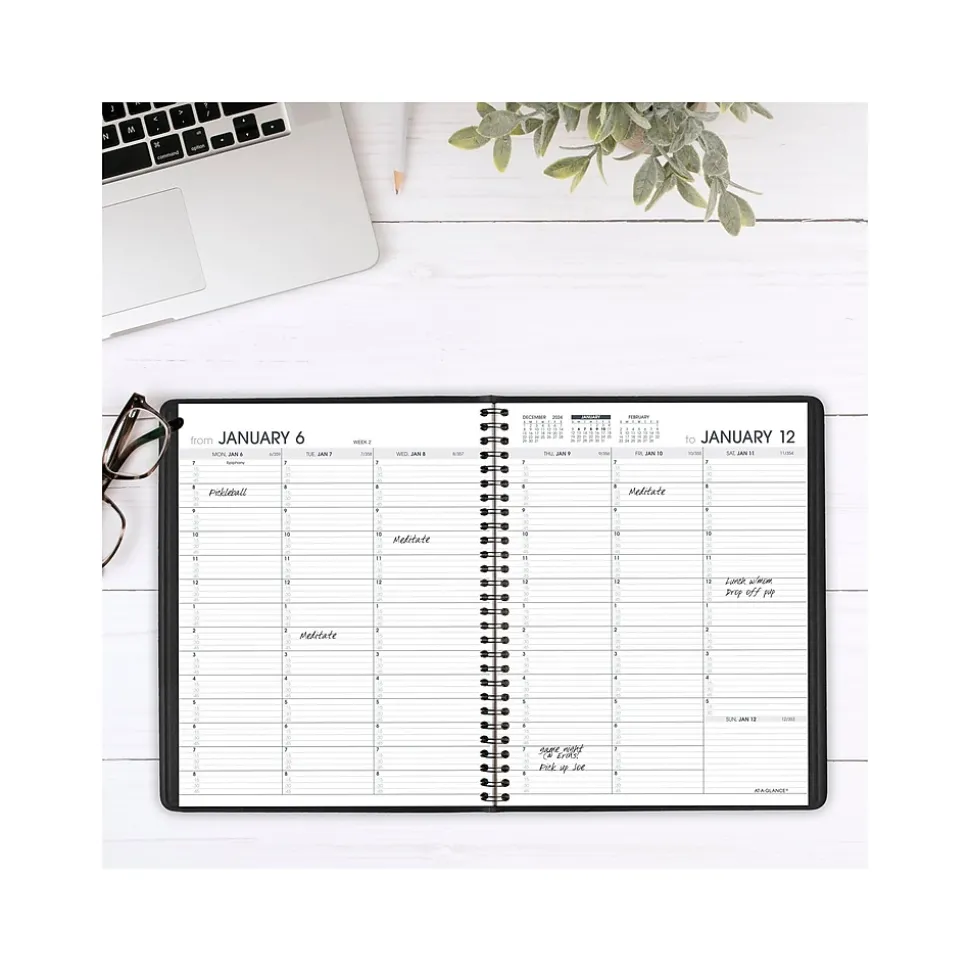 2025 AT-A-GLANCE 7" x 8.75" Weekly Appointment Book, Faux Leather Cover, Black (70-951-05-25)