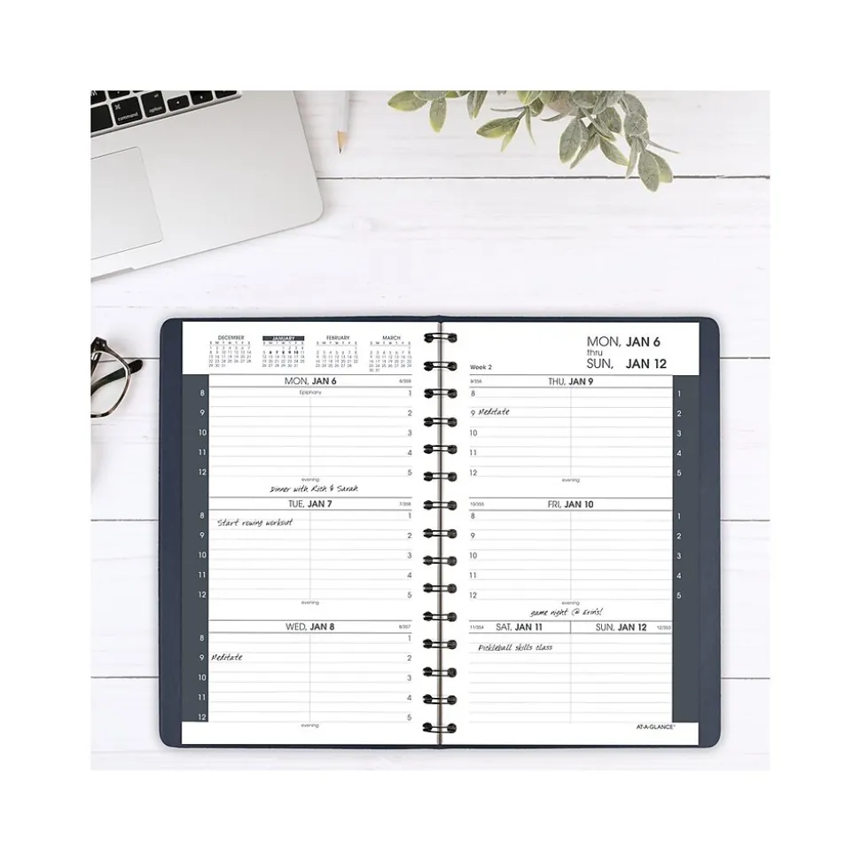 2025 AT-A-GLANCE 5" x 8" Weekly Appointment Book, Faux Leather Cover, Navy (70-075-20-25)