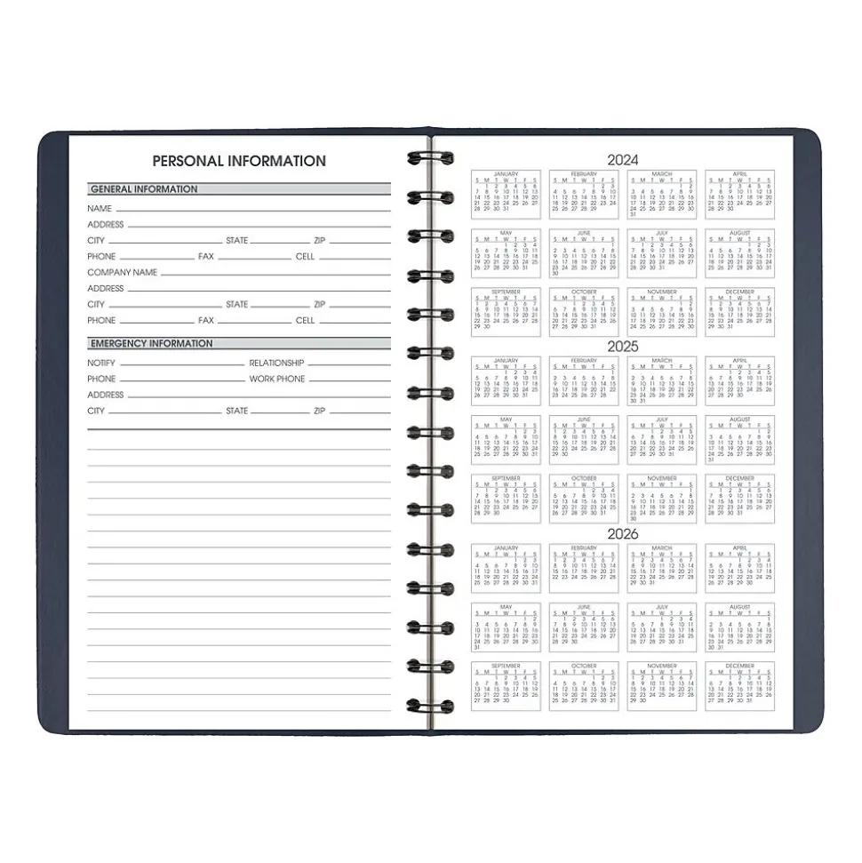 2025 AT-A-GLANCE 5" x 8" Weekly Appointment Book, Faux Leather Cover, Navy (70-075-20-25)