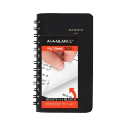 2025 AT-A-GLANCE 2.5" x 4.5" Weekly Planner, Faux Leather Cover, Black (70-035-05-25)