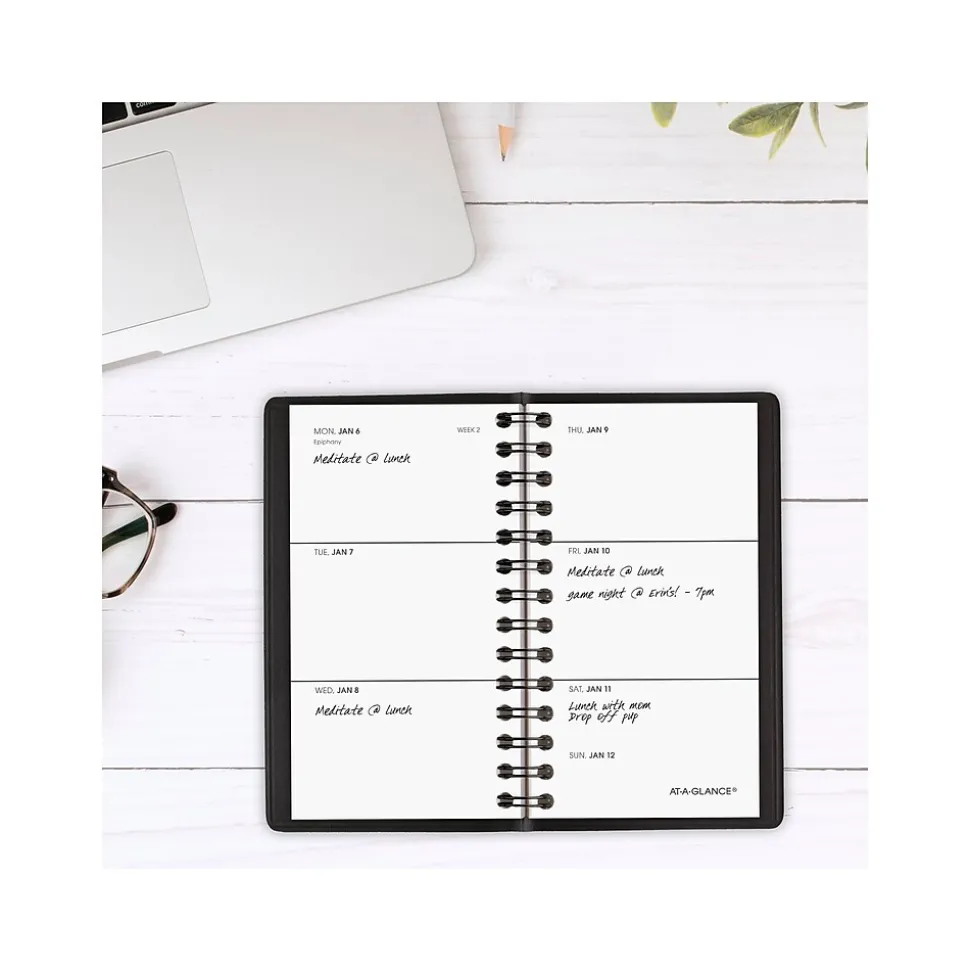 2025 AT-A-GLANCE 2.5" x 4.5" Weekly Planner, Faux Leather Cover, Black (70-035-05-25)
