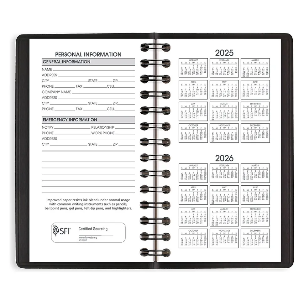 2025 AT-A-GLANCE 2.5" x 4.5" Weekly Planner, Faux Leather Cover, Black (70-035-05-25)
