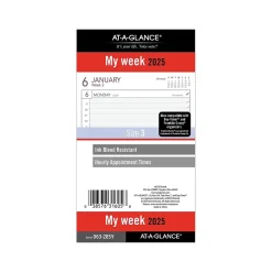 2025 AT-A-GLANCE 6.75" x 3.75" Weekly Planner Refill, White/Gray (063-285Y-25)