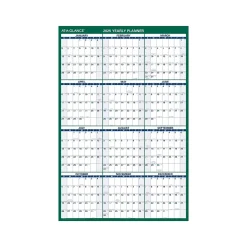 2025 AT-A-GLANCE 32" x 48" Yearly Dry Erase Wall Calendar, Reversible, White/Green (PM310-28-25)
