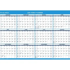 2025 AT-A-GLANCE 48" x 32" Yearly Dry Erase Wall Calendar, Reversible, White/Blue (PM300-28-25)