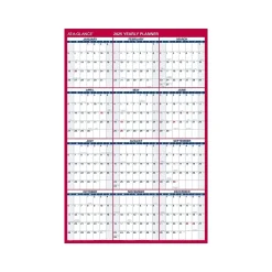 2025 AT-A-GLANCE 48" x 32" Yearly Dry Erase Wall Calendar, Reversible, White/Red (PM326-28-25)