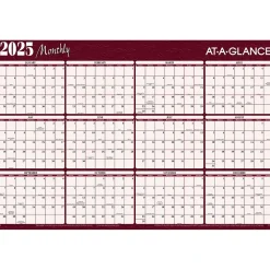 2025 AT-A-GLANCE 48" x 32" Yearly Dry Erase Wall Calendar, Reversible, Red/Blue (A152-25)