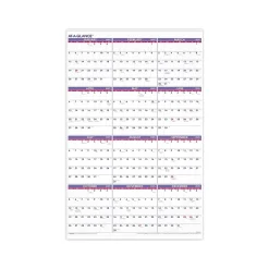 2025 AT-A-GLANCE 24" x 36" Yearly Wall Calendar, White/Purple (PM12-28-25)