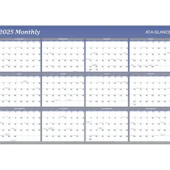 2025 AT-A-GLANCE 36" x 24" Yearly Wet-Erase Wall Calendar, Reversible, White/Blue (A1102-25)