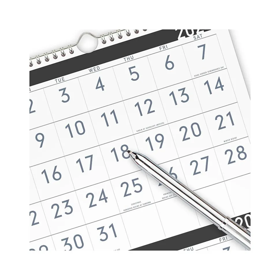 2025 AT-A-GLANCE Contemporary 12" x 27" Three-Month Wall Calendar, White/Black (PM11X-28-25)