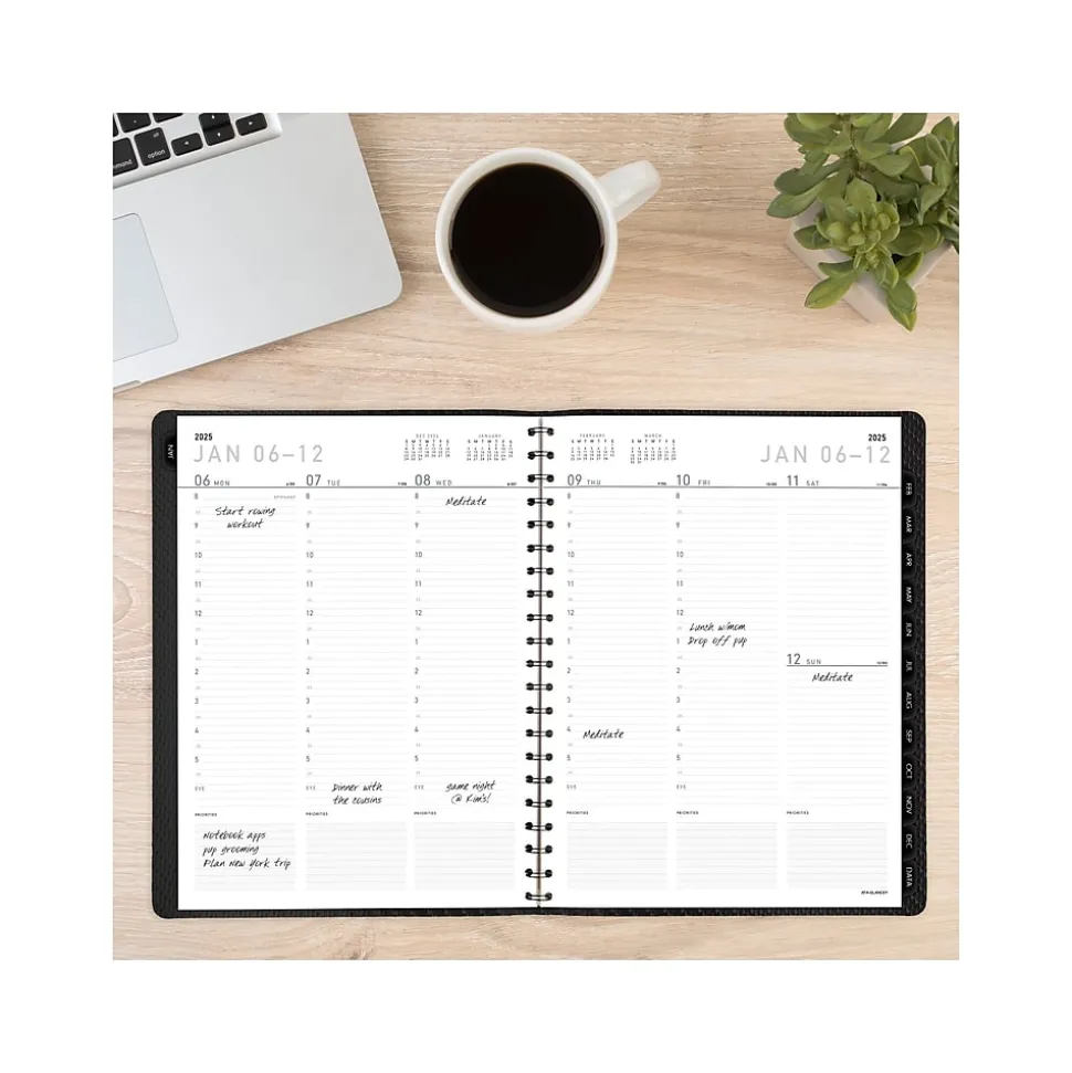 2025 AT-A-GLANCE Contemporary 8.25" x 11" Weekly & Monthly Planner, Faux Leather Cover, Charcoal (70-950X-45-25)