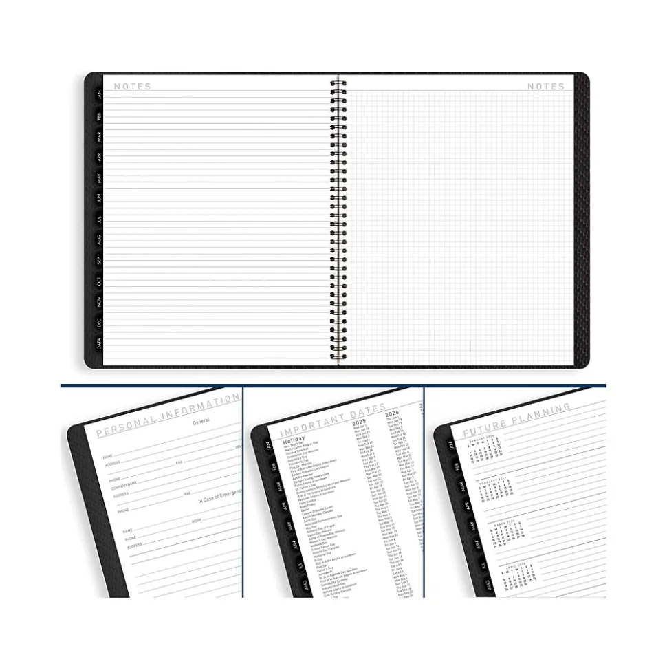 2025 AT-A-GLANCE Contemporary 9" x 11" Monthly Planner, Faux Leather Cover, Charcoal (70-260X-45-25)