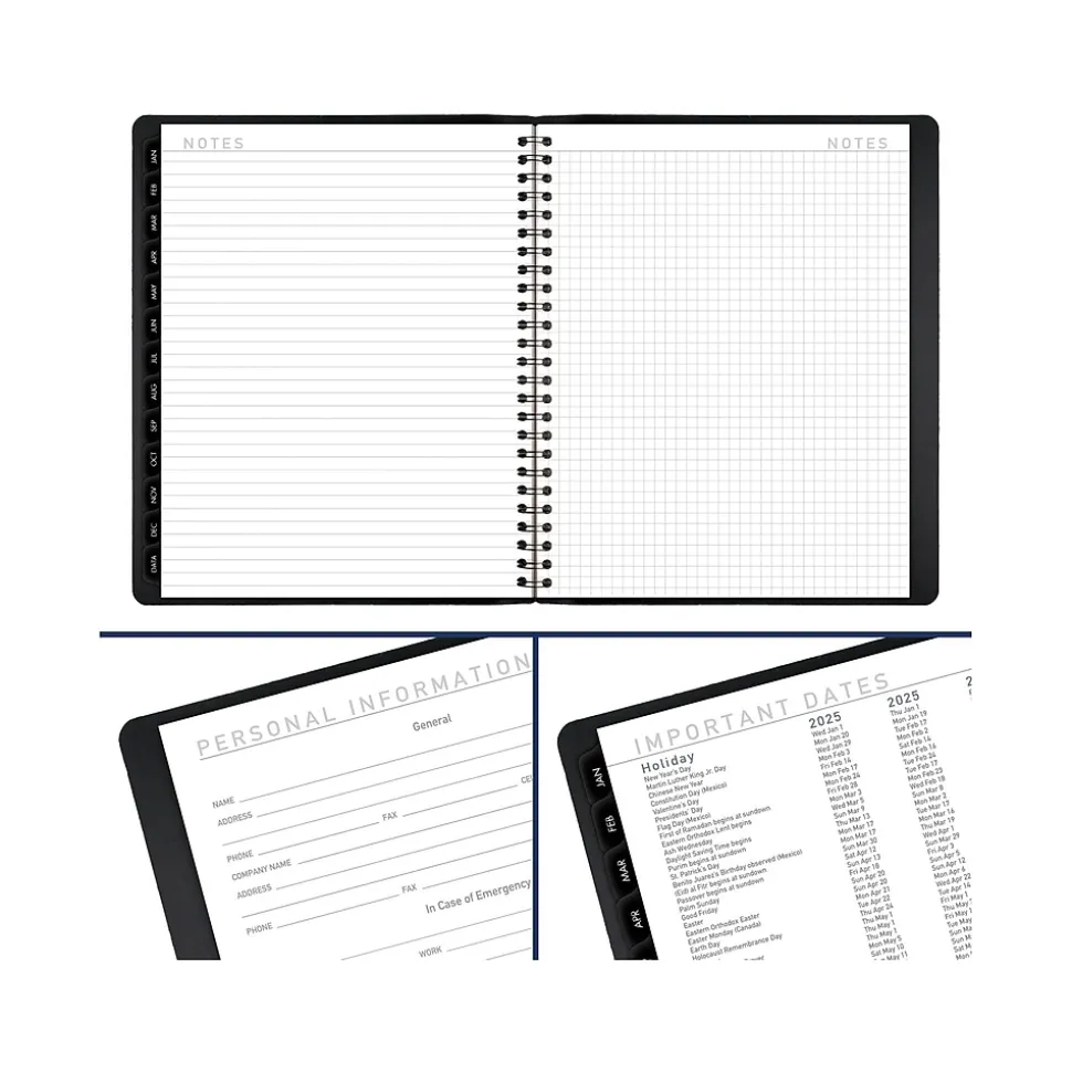 2025 AT-A-GLANCE Contemporary 7" x 8.75" Monthly Planner, Faux Leather Cover, Black (70-120X-05-25)