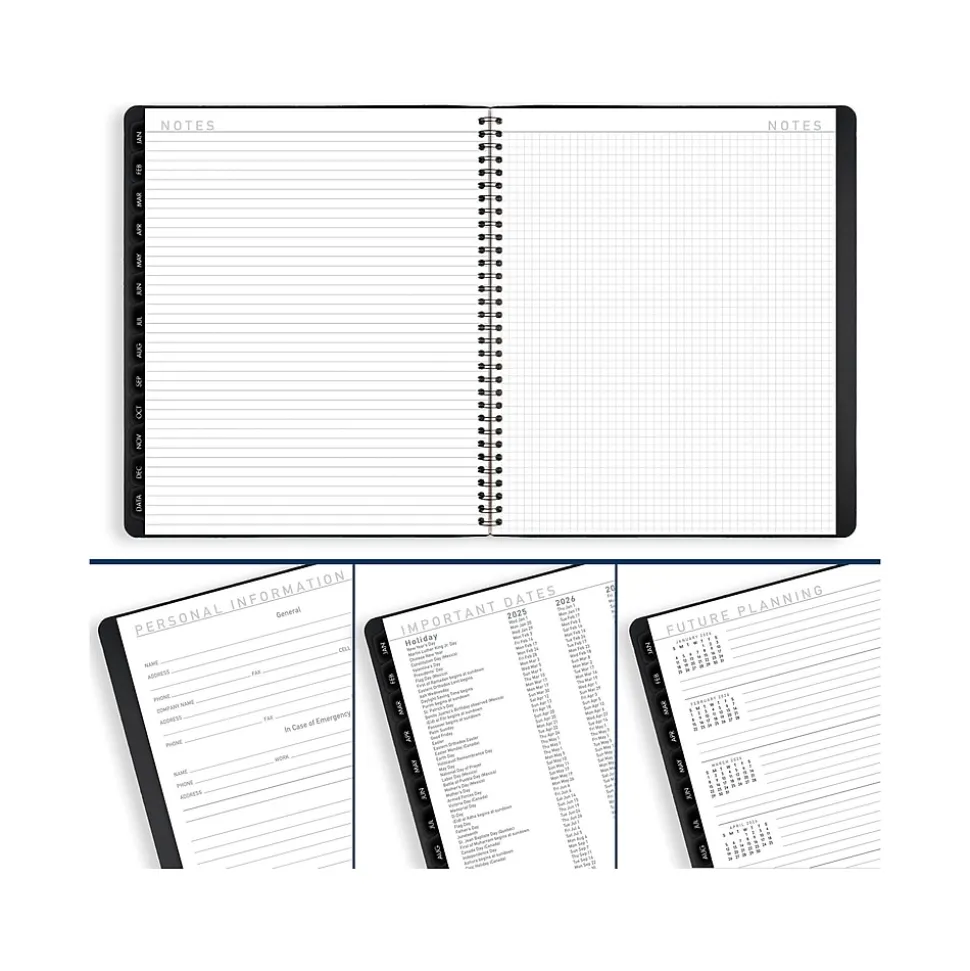 2025 AT-A-GLANCE Contemporary 9" x 11" Monthly Planner, Faux Leather Cover, Black (70-260X-05-25)