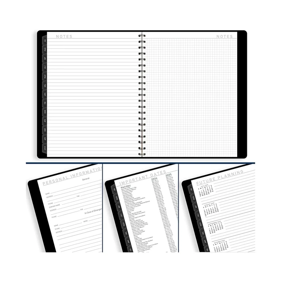 2025 AT-A-GLANCE Contemporary 8.25" x 11" Weekly & Monthly Planner, Faux Leather Cover, Black (70-950X-05-25)