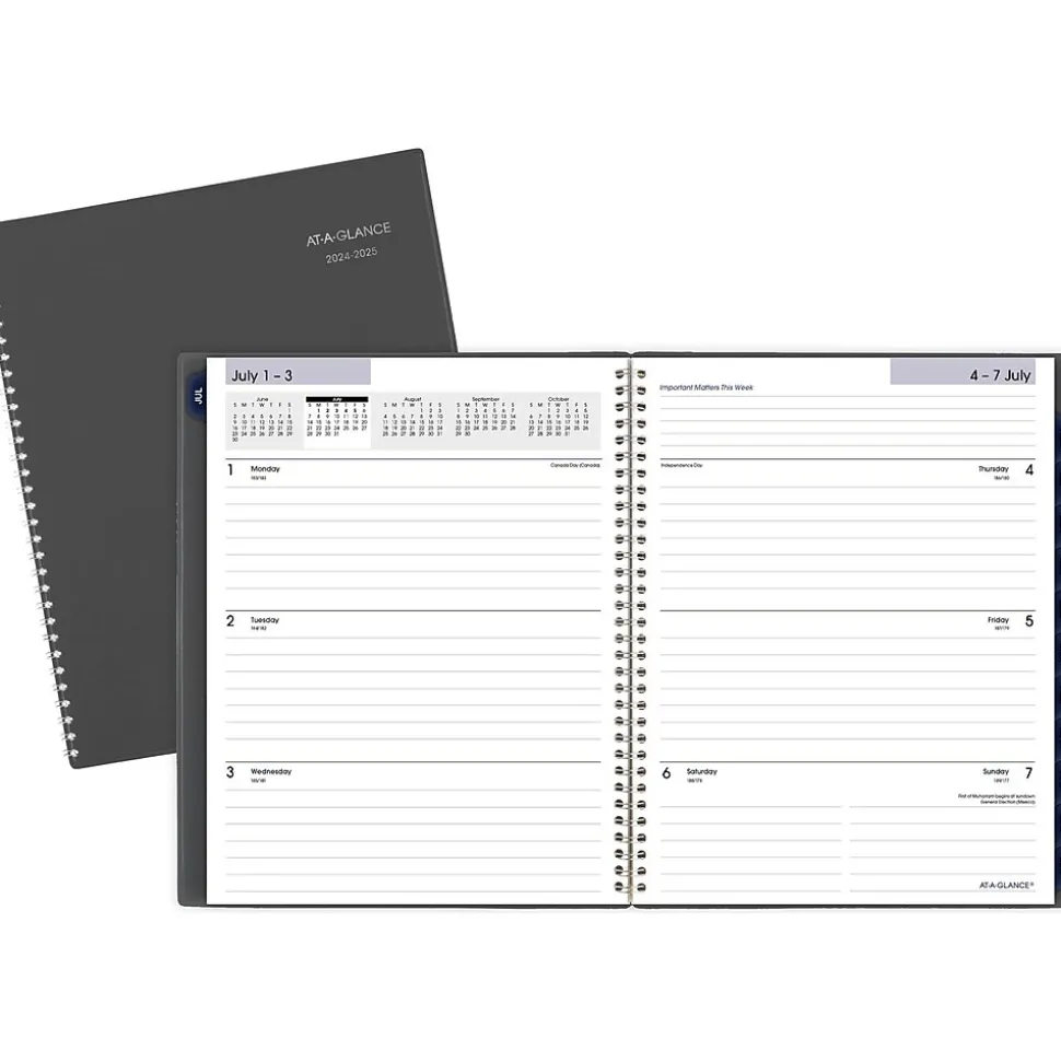 2024-2025 AT-A-GLANCE DayMinder 8.5" x 11" Academic Weekly & Monthly Planner, Poly Cover, Charcoal (AYC545-45-25)