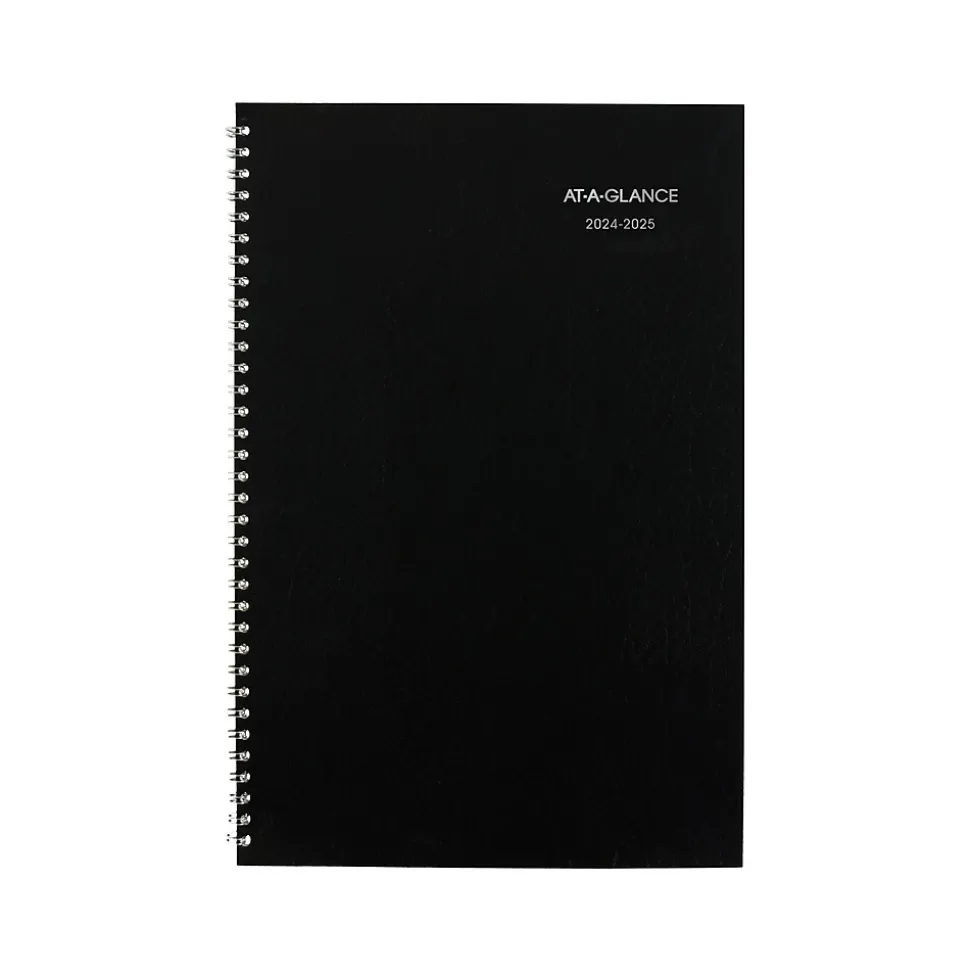 2024-2025 AT-A-GLANCE DayMinder 8" x 12" Academic Monthly Planner, Faux Leather Cover, Black (AY2-00-25)