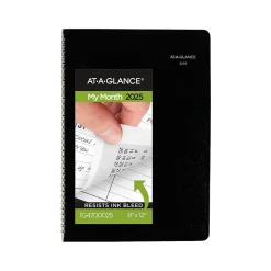 2025 AT-A-GLANCE DayMinder 8" x 12" Monthly Planner, Faux Leather Cover, Black (G470-00-25)