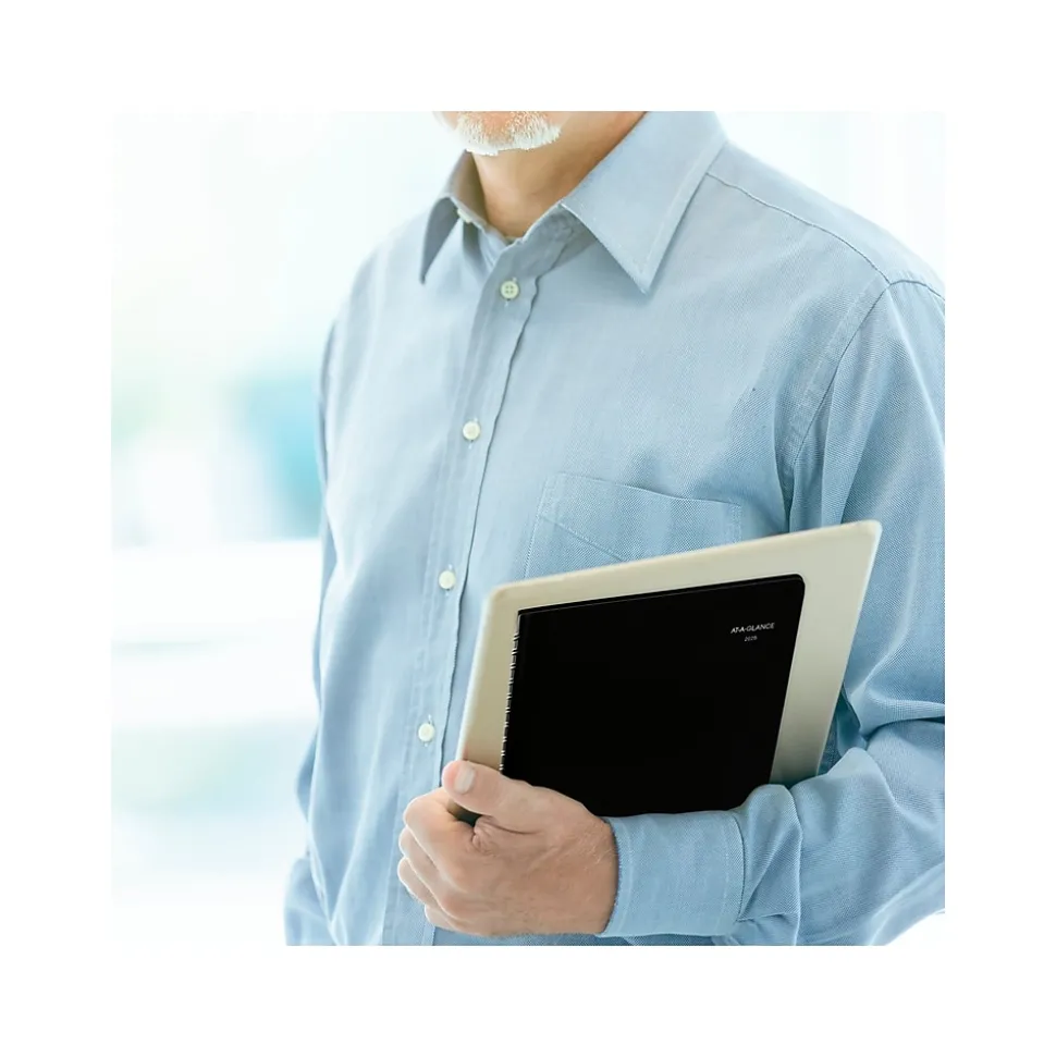 2025 AT-A-GLANCE DayMinder 8" x 11" 4-Person Daily Appointment Book, Faux Leather Cover, Black (G560-00-25)