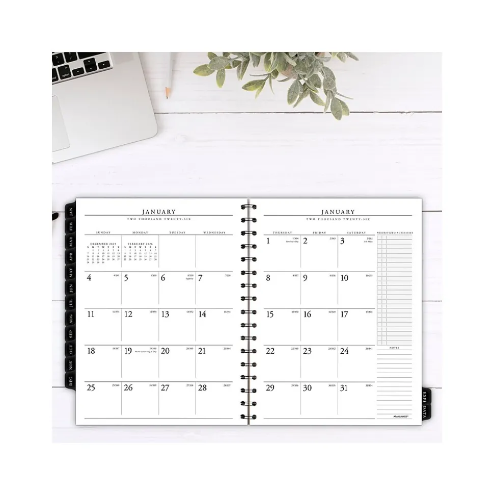 2025 AT-A-GLANCE Executive 8.75" x 6.5" Weekly & Monthly Appointment Book Refill, White/Black (70-908-10-25)