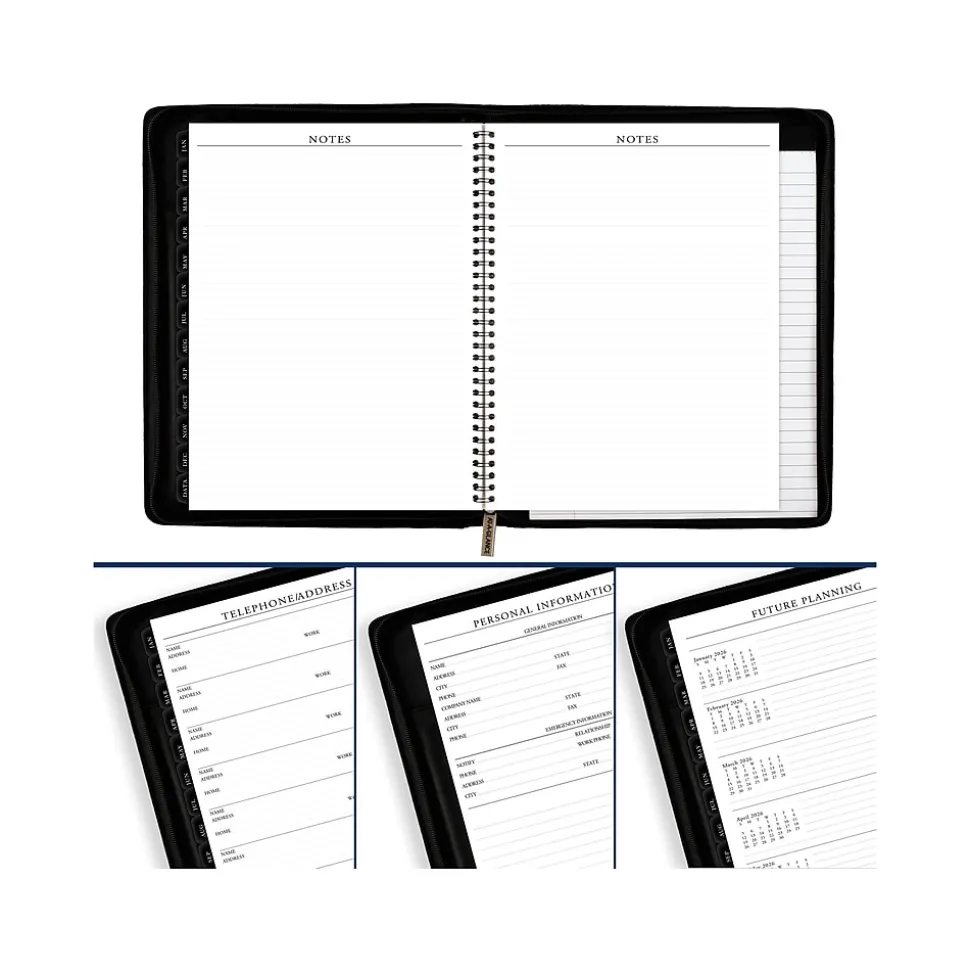 2025 AT-A-GLANCE Executive 8.25" x 11" Weekly & Monthly Appointment Book, Faux Leather Cover, Black (70-NX81-05-25)
