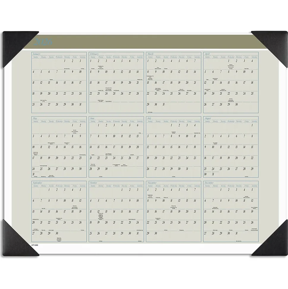2025 AT-A-GLANCE Executive 21.75" x 17" Monthly Desk Pad Calendar, Green/White (HT1500-25)