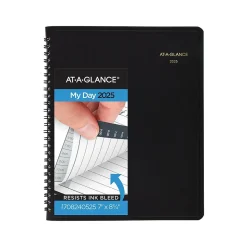 2025 AT-A-GLANCE 24-Hour 7" x 8.75" Daily Appointment Book Planner, Faux Leather Cover, Black (70-824-05-25)
