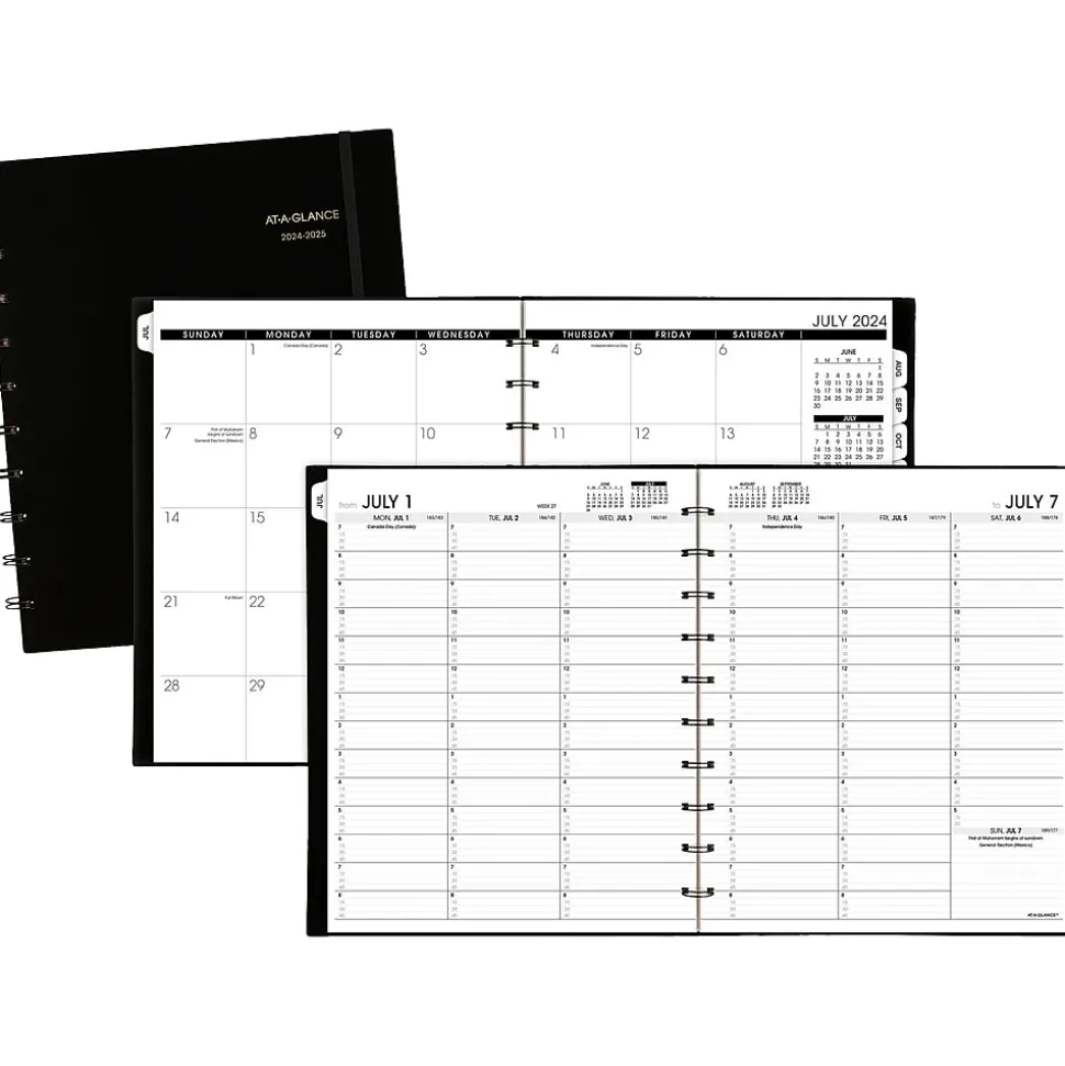 2024-2025 AT-A-GLANCE Move-A-Page 9" x 11" Academic Weekly & Monthly Planner, Poly Cover, Black (70-957E-05-25)
