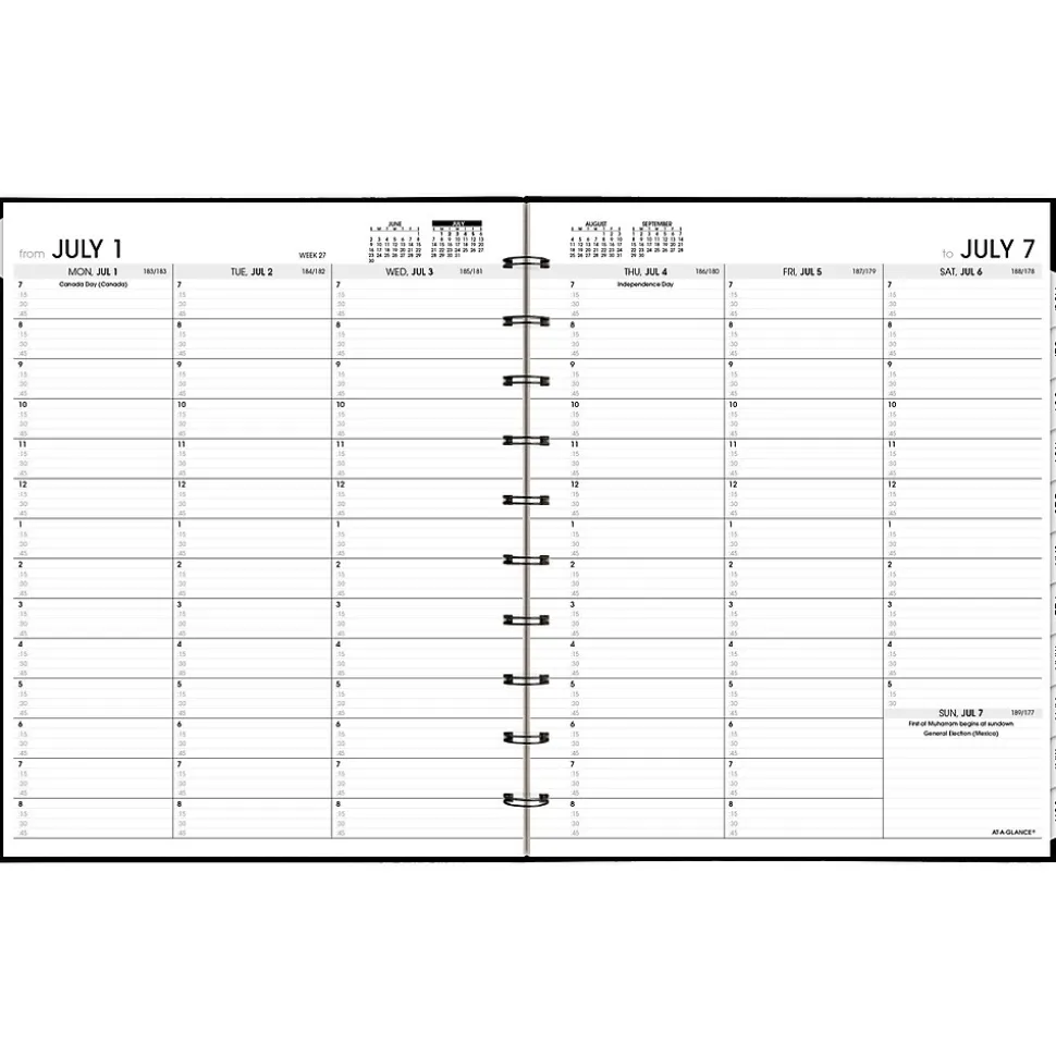 2024-2025 AT-A-GLANCE Move-A-Page 9" x 11" Academic Weekly & Monthly Planner, Poly Cover, Black (70-957E-05-25)