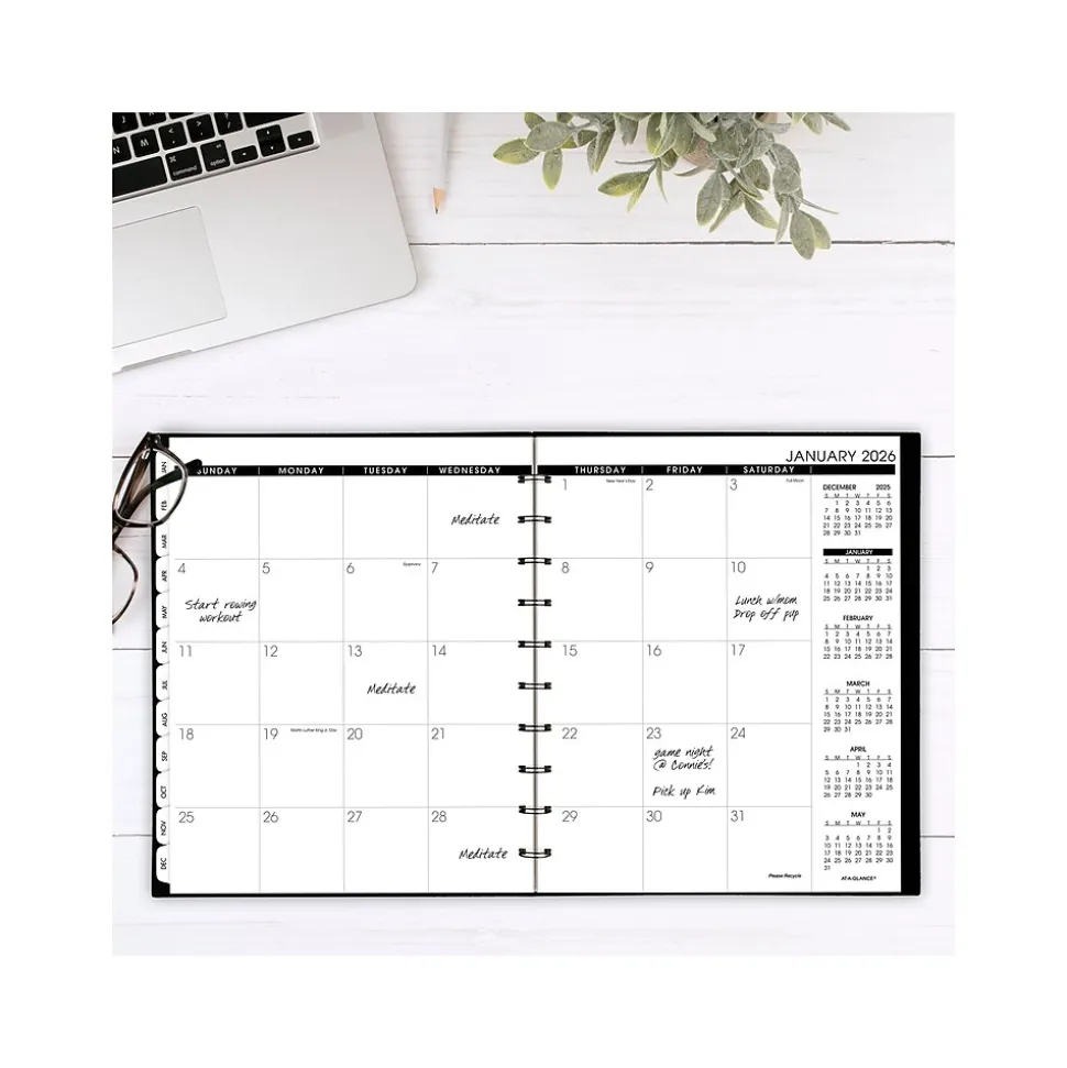 2025 AT-A-GLANCE Move-a-Page 8.75" x 11" Weekly & Monthly Appointment Book, Poly Cover, Black (70-950E-05-25)