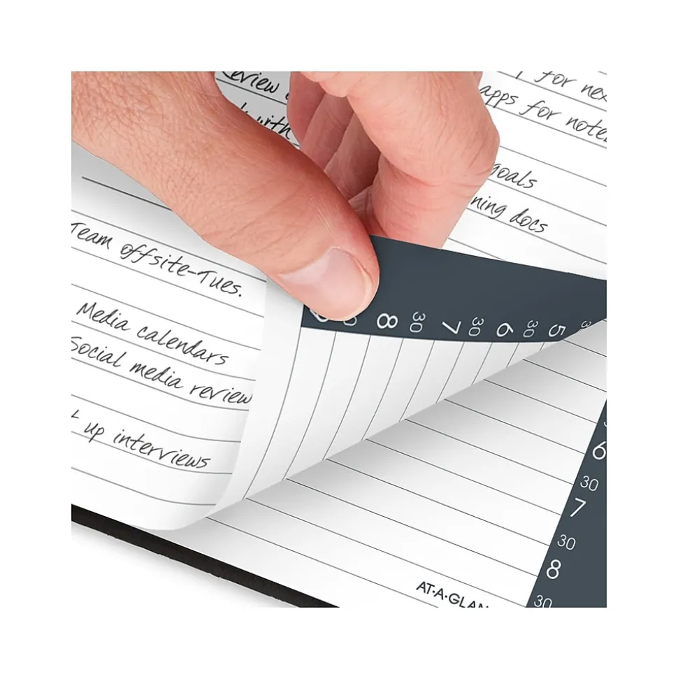 2025 AT-A-GLANCE My Day 5" x 8" Daily Appointment Book, Faux Leather Cover Black (70-207-05-25)