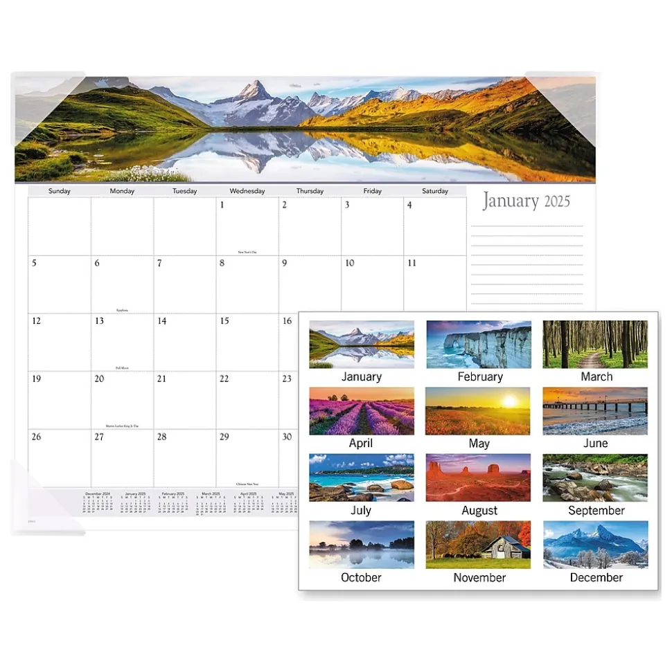 2025 AT-A-GLANCE Panoramic Landscape 21.75" x 17" Monthly Desk Pad Calendar (89802-25)