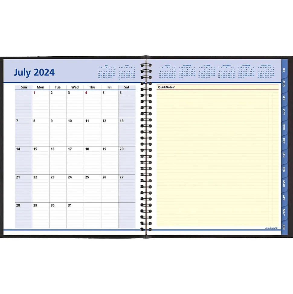 2024-2025 AT-A-GLANCE QuickNotes 8" x 10" Academic Weekly & Monthly Planner, Faux Leather Cover, Black (76-11-05-25)